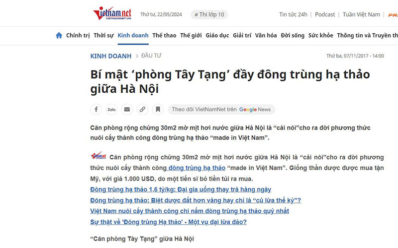 báo vietnam net nói về viện nghiên cứu thảo dược việt nam